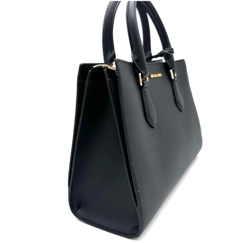 Michael Kors Sheila Medium Center Zip Satchel Crossbody Bag Black